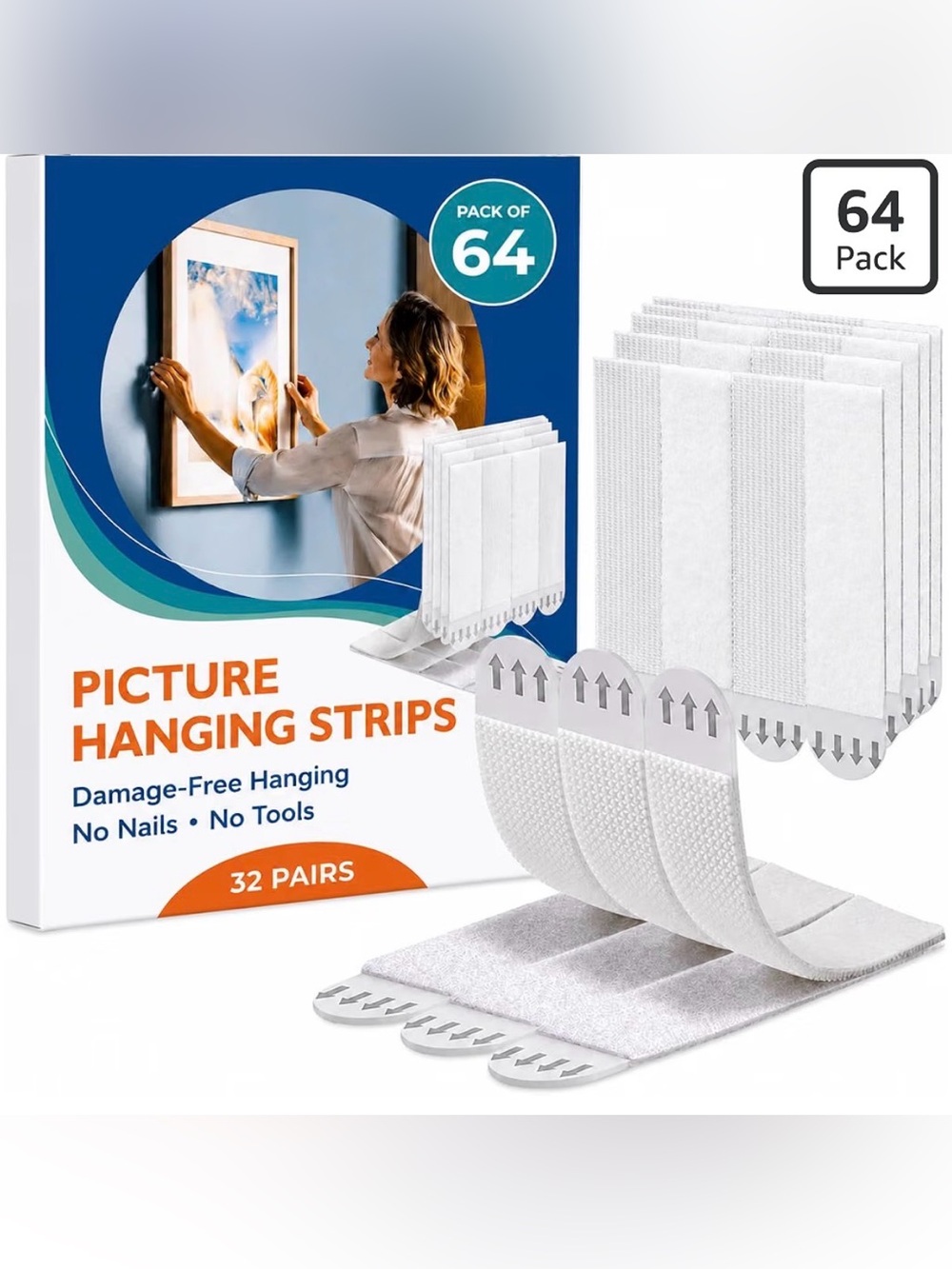 RESERVED 💜Picture Hanging Strips - White (Pack of 64)32 pairs